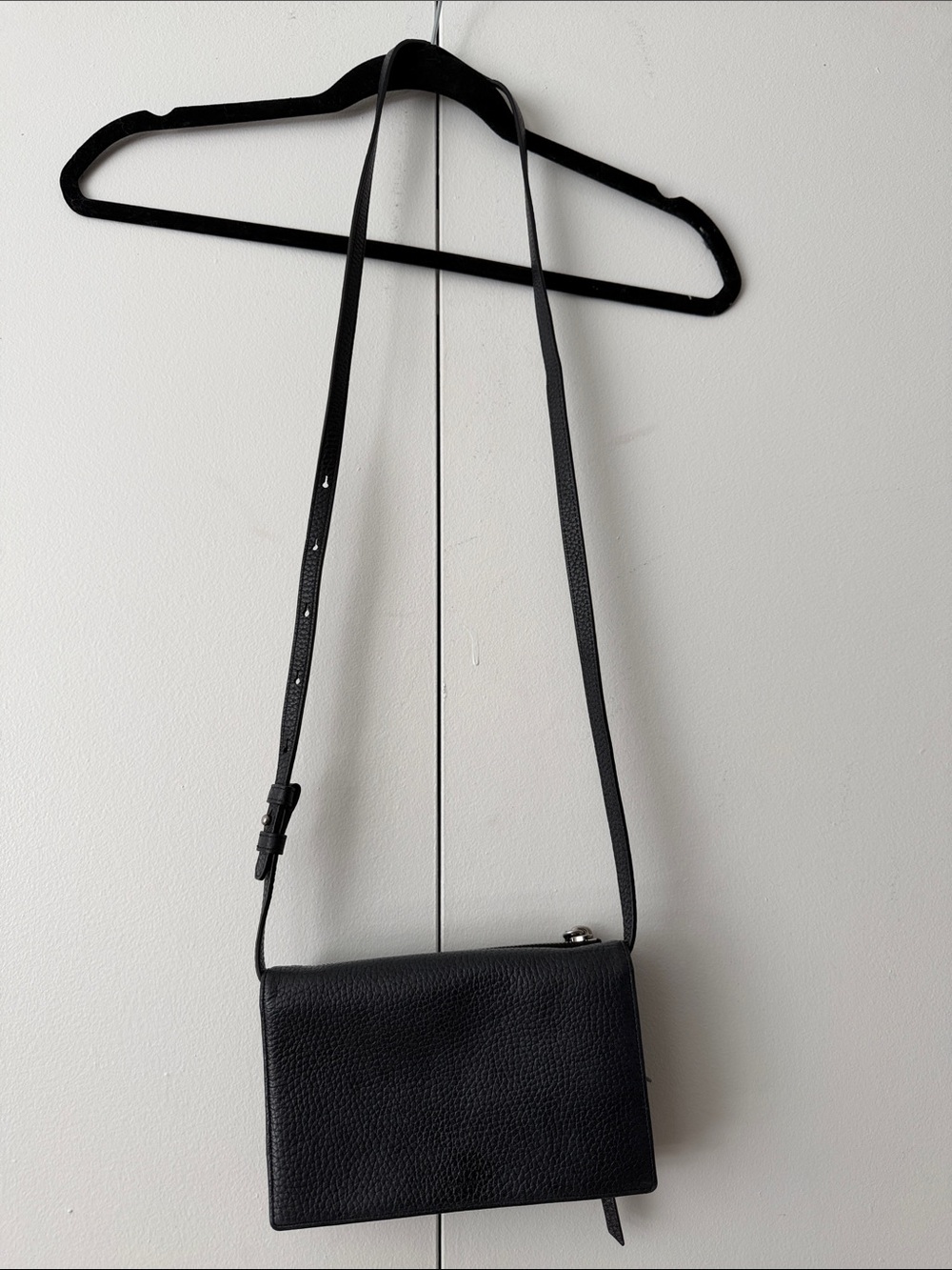 All Saints Black Pebbled Leather Crossbody Purse